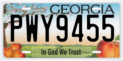 GA license plate PWY9455