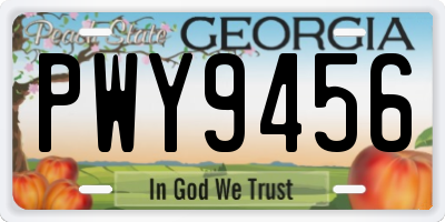 GA license plate PWY9456