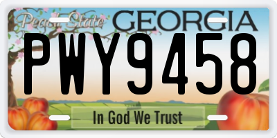 GA license plate PWY9458