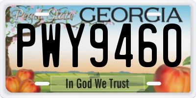 GA license plate PWY9460