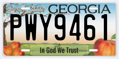 GA license plate PWY9461