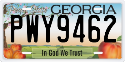 GA license plate PWY9462
