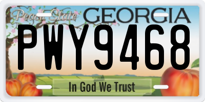 GA license plate PWY9468