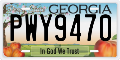 GA license plate PWY9470