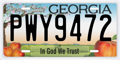 GA license plate PWY9472
