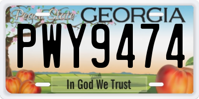 GA license plate PWY9474