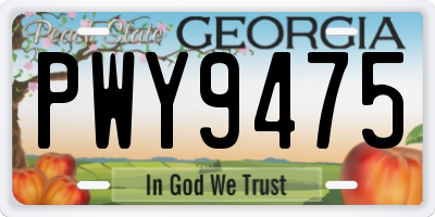 GA license plate PWY9475