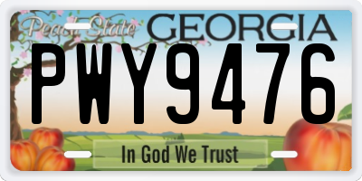 GA license plate PWY9476