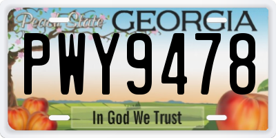 GA license plate PWY9478