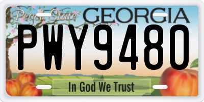 GA license plate PWY9480