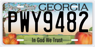 GA license plate PWY9482