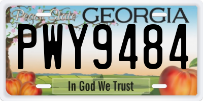 GA license plate PWY9484