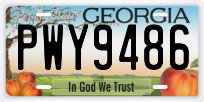 GA license plate PWY9486
