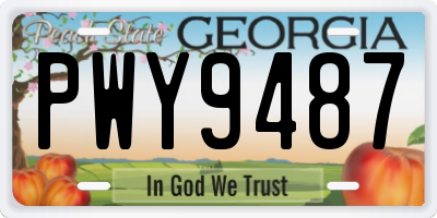GA license plate PWY9487