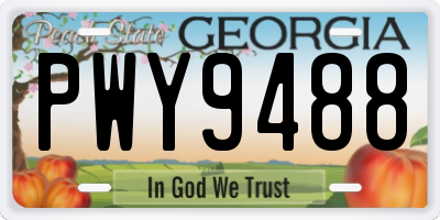 GA license plate PWY9488