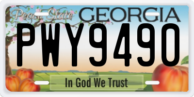 GA license plate PWY9490