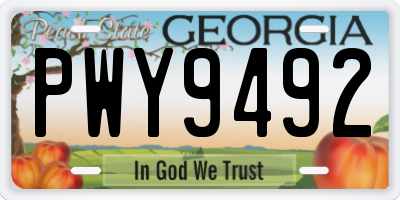 GA license plate PWY9492