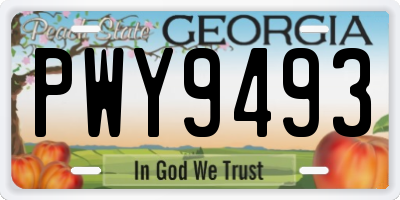 GA license plate PWY9493