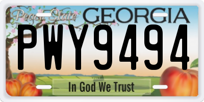 GA license plate PWY9494