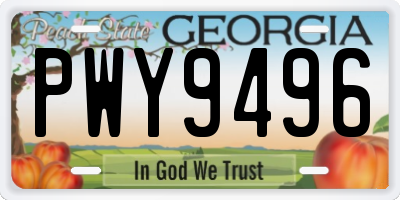 GA license plate PWY9496