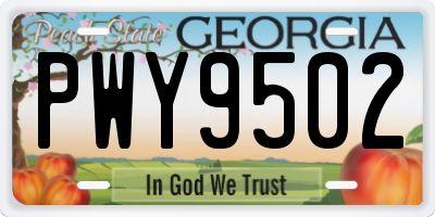 GA license plate PWY9502