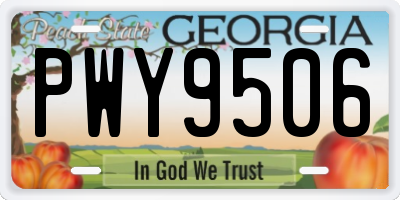 GA license plate PWY9506