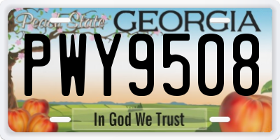 GA license plate PWY9508