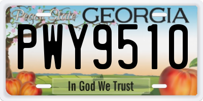 GA license plate PWY9510
