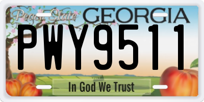 GA license plate PWY9511