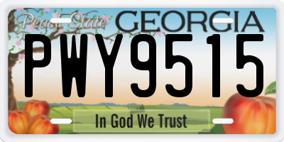 GA license plate PWY9515