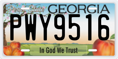 GA license plate PWY9516