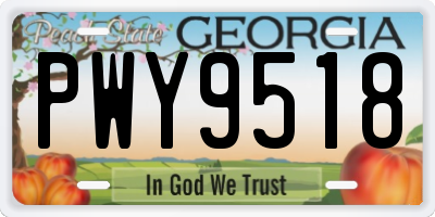 GA license plate PWY9518