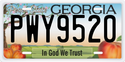 GA license plate PWY9520
