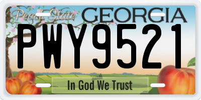GA license plate PWY9521