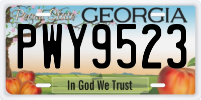 GA license plate PWY9523