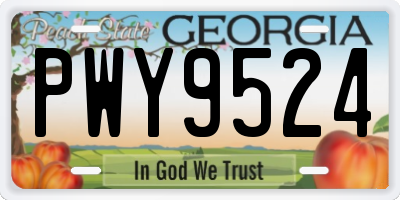 GA license plate PWY9524