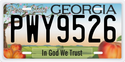 GA license plate PWY9526