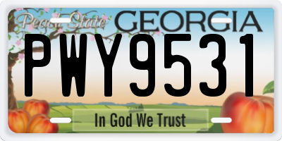 GA license plate PWY9531