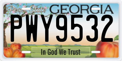 GA license plate PWY9532