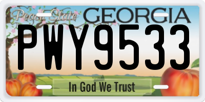 GA license plate PWY9533