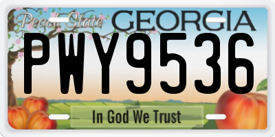 GA license plate PWY9536