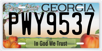 GA license plate PWY9537
