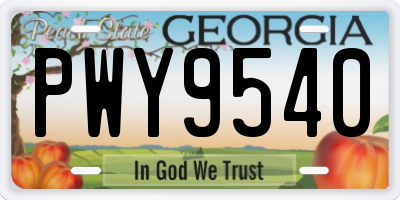 GA license plate PWY9540