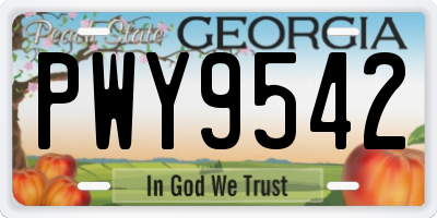 GA license plate PWY9542