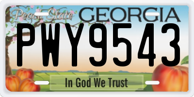 GA license plate PWY9543