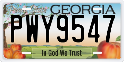 GA license plate PWY9547