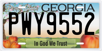 GA license plate PWY9552
