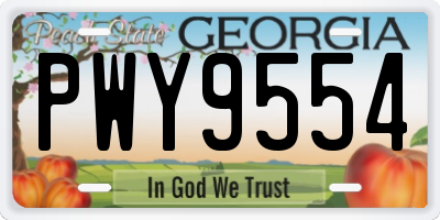 GA license plate PWY9554