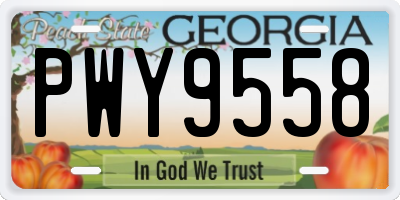 GA license plate PWY9558