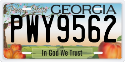 GA license plate PWY9562